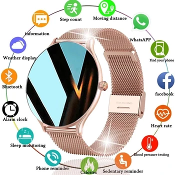 LIGE 2021 Новые Женские смарт-часы, Женские модные часы, Мониторинг сердечного ритма, сна для Android IOS, Водонепроницаемые Женские смарт-часы + коробка
