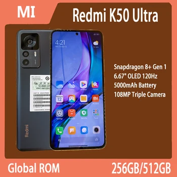 Глобальная Встроенная Память Xiaomi Redmi K50 Ultra 5G Смартфон Snapdragon 8 + Gen 1 6,67 