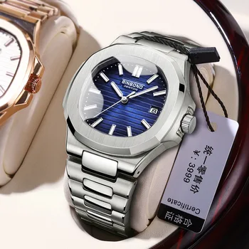 BINBOND 2023 Новые Роскошные Часы Бизнес Водонепроницаемые Мужские Часы Со Светящейся Датой Квадратные Кварцевые Мужские Часы Из Нержавеющей Стали reloj hombre