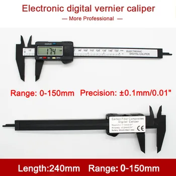 Штангенциркуль с электронным цифровым дисплеем 0-150 мм, Пластиковый цифровой измерительный инструмент, инструмент для измерения внутреннего/внешнего диаметра