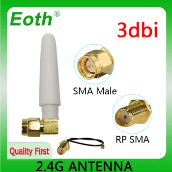 EOTH 2,4 g антенна 3dbi sma мужской wlan wifi 2,4 ГГц антенна IPX ipex 1 SMA женский удлинитель с косичкой iot модуль antena