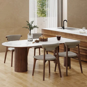 Простая кухонная мебель из массива дерева, столешница из каменной плиты и опорная доска толщиной 25 мм, Обеденный стол, деревянная кухонная мебель